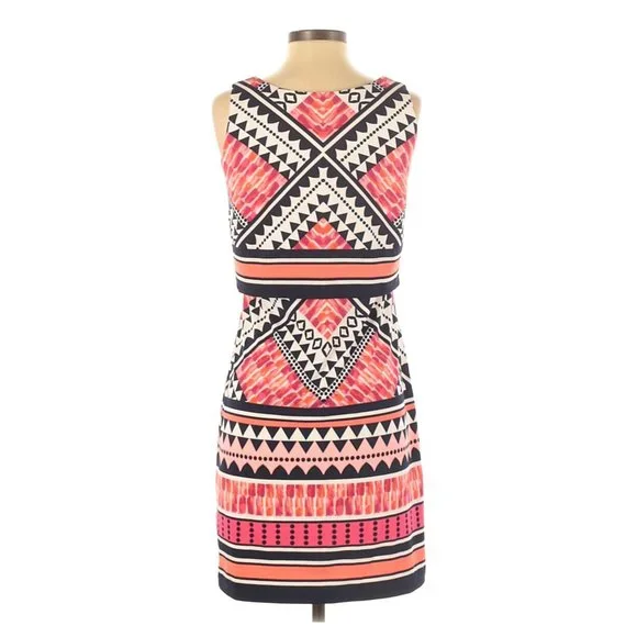 Vince Camuto Boho Print Dress Pink Tribal Sheath 2 - Picture 2 of 2
